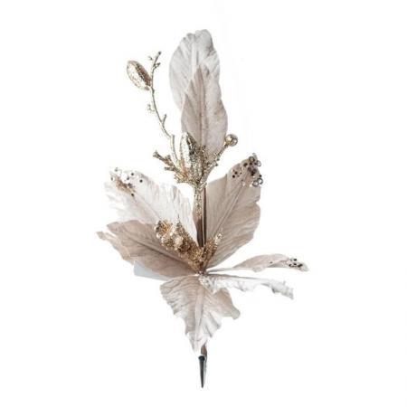 Новогоднее украшение Цветок молочный пластик коричневый (36х26 см)